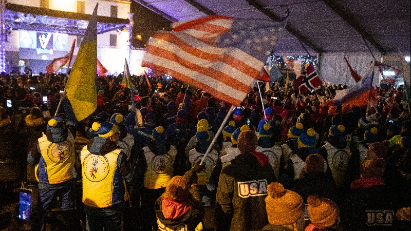 Waving US Flag in the ceremony